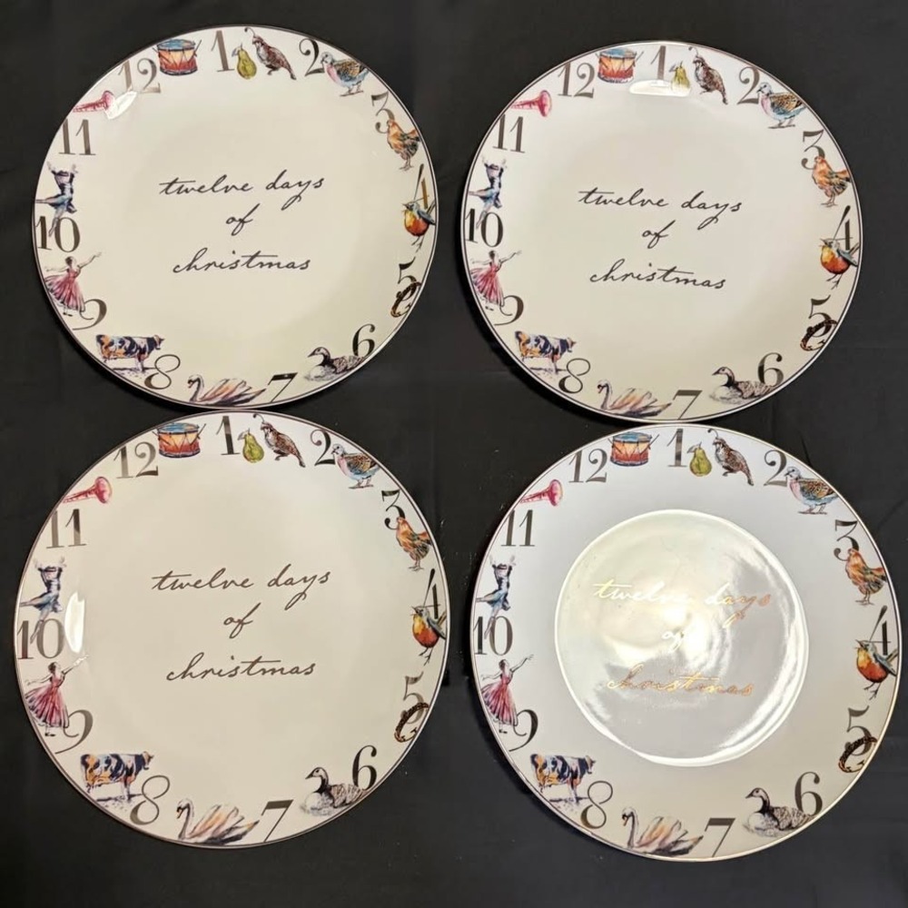Twelve Days of Christmas 10 in Plates No Chips/Cracks Gently Used Festive